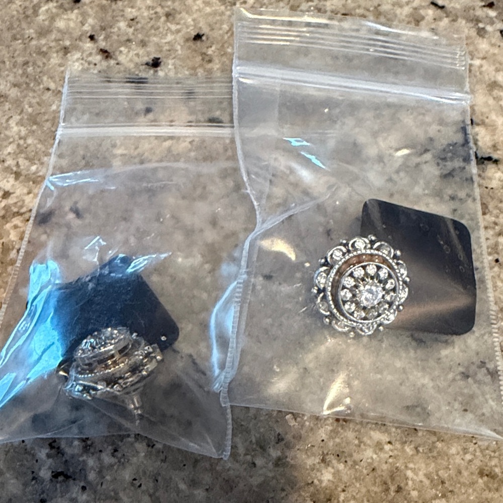 Silver-Tone Crystal Floral Button Set - 2 Pieces